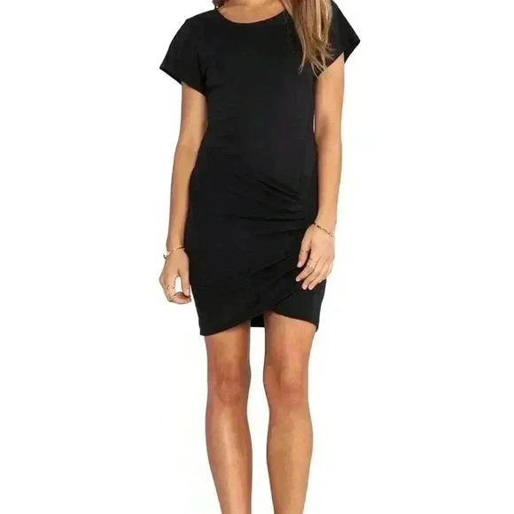 Theory Revolve 100% Pima Cotton Sunly Faux Wrap Mini Dress Minimalist Classic M - Picture 1 of 16